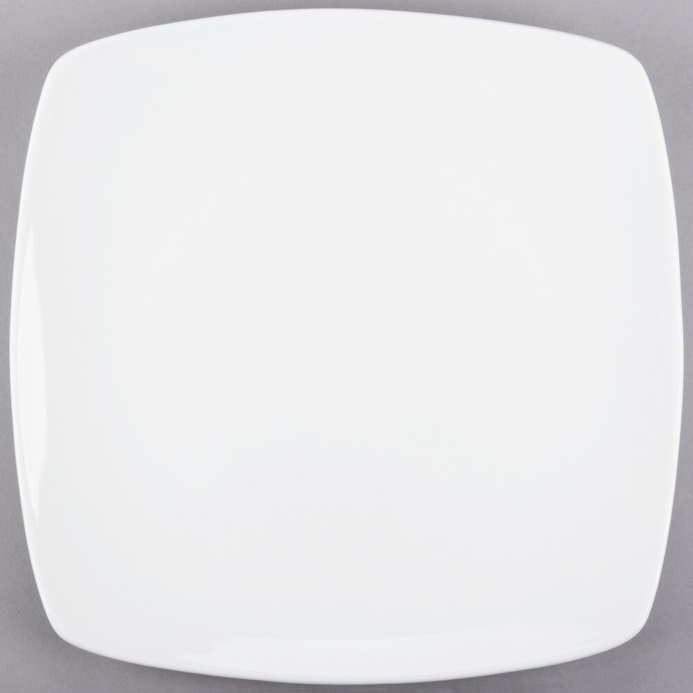 Libbey Porcelana 11" Bright White Square Porcelain Coupe Plate - Sample