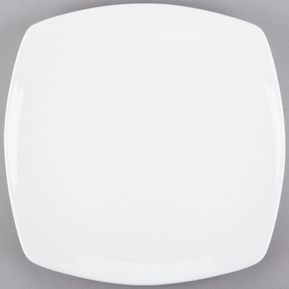 Libbey Porcelana 12" Bright White Square Porcelain Coupe Plate - Sample
