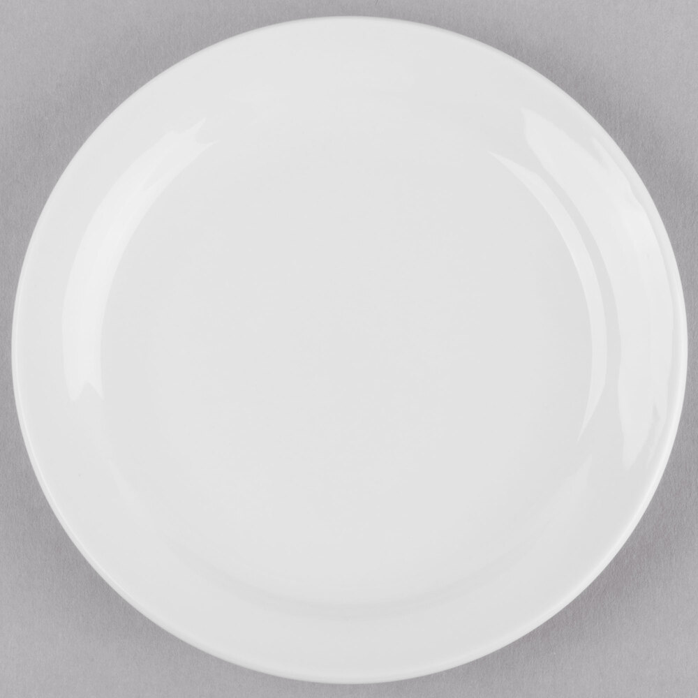 Libbey Porcelana 5 1/2" Bright White Round Narrow Rim Porcelain Plate - Sample