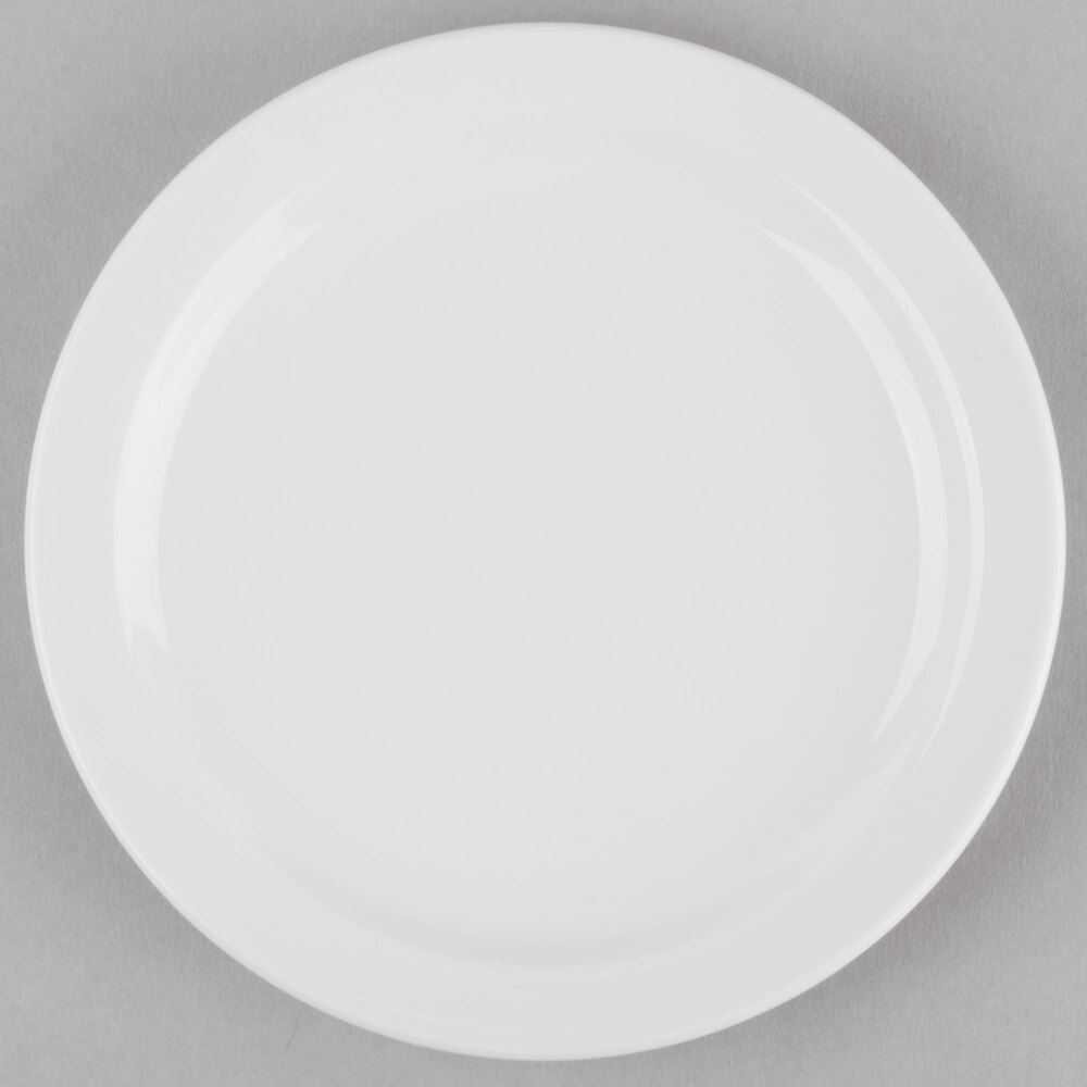 Libbey Porcelana 6 1/2" Bright White Round Narrow Rim Porcelain Plate - Sample