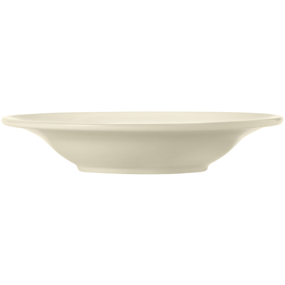 Libbey Porcelana Cream 24.3 oz. Cream White Wide Rim Rolled Edge Porcelain Deep Soup Bowl - Sample