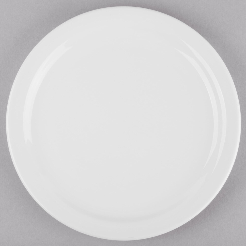 Libbey Porcelana 9" Bright White Round Narrow Rim Porcelain Plate - Sample