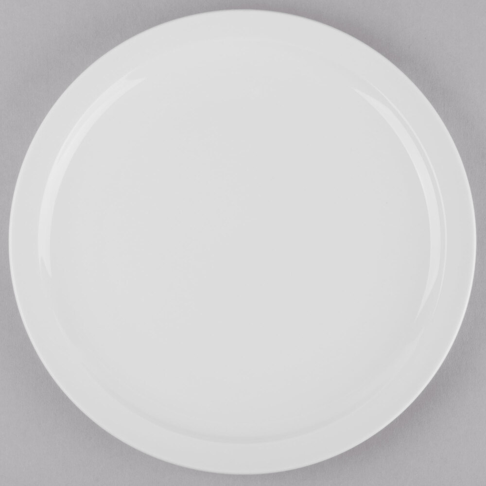 Libbey Porcelana 9 1/2" Bright White Round Narrow Rim Porcelain Plate - Sample