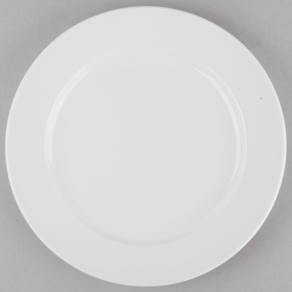 Libbey Porcelana 9 3/4" Round Bright White Wide Rim Porcelain Plate - Sample