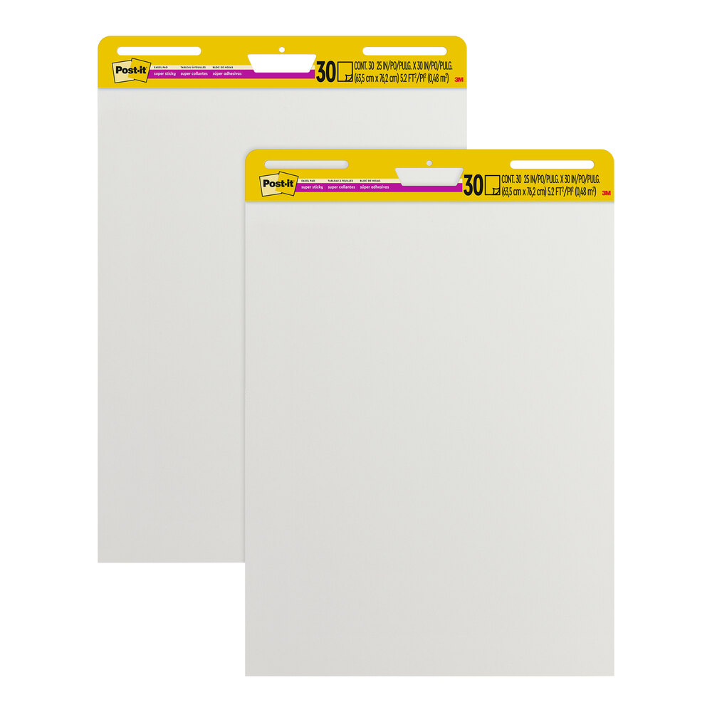 3M Post-It® 25" x 30" 30 Sheet White Super Sticky Easel Pad - 2/Pack