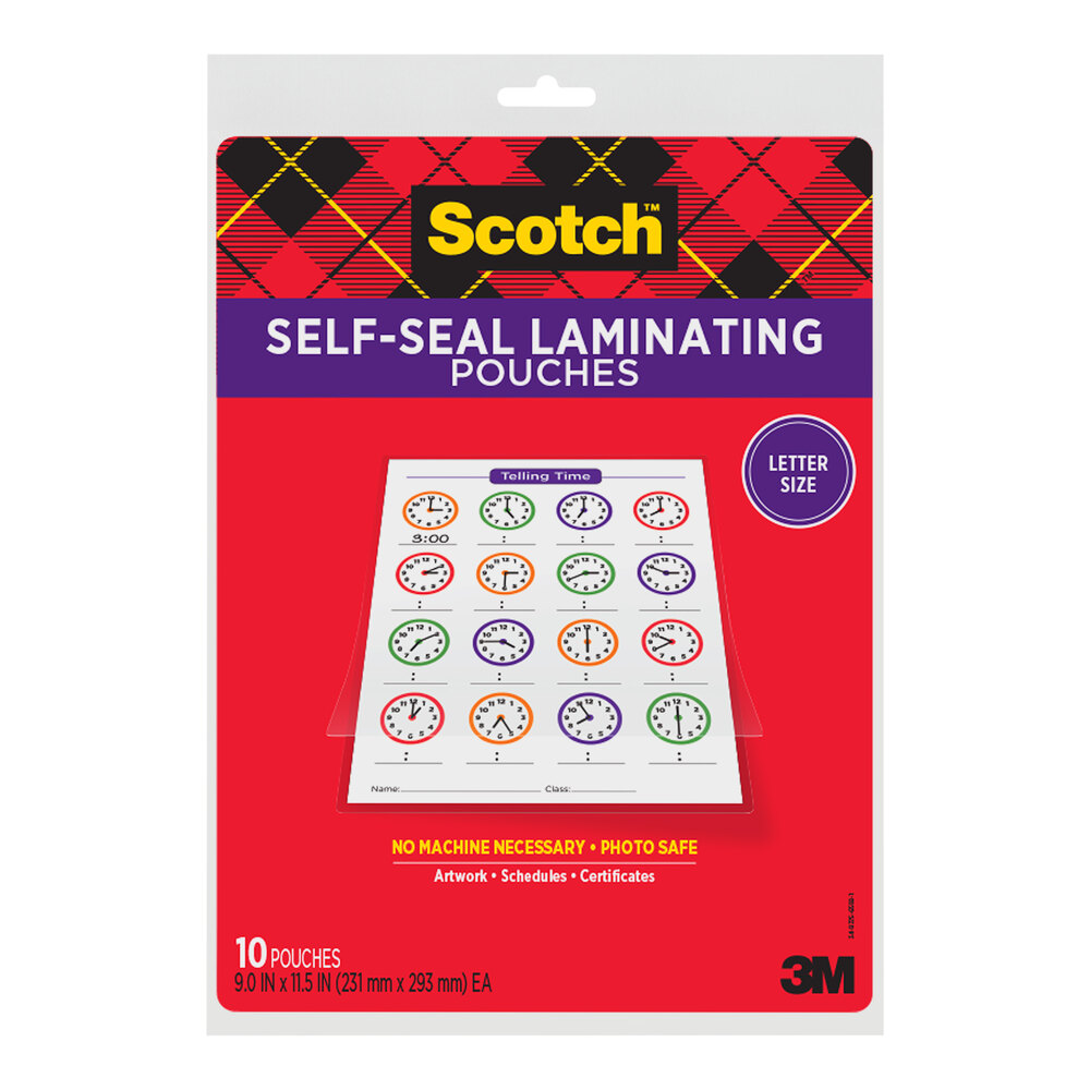 3M Scotch™ 9" x 11 1/2" Self-Seal Laminating Pouch - 10/Pack