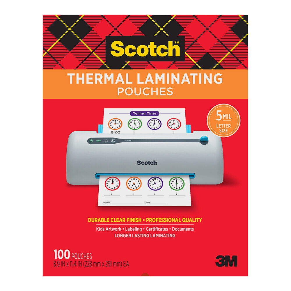 3M Scotch™ 5 Mil 8 7/8" x 11 3/8" Thermal Laminating Pouch - 100/Pack