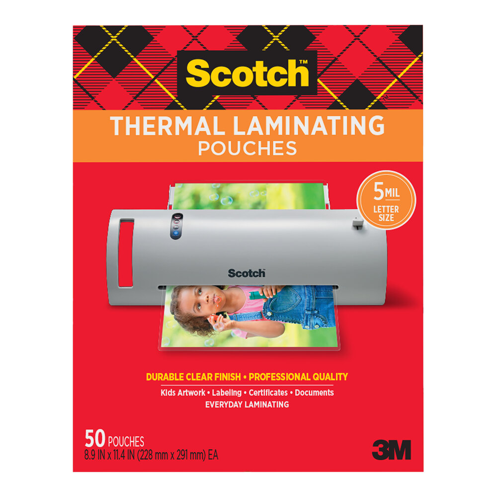 3M Scotch™ 5 Mil 8 7/8" x 11 3/8" Thermal Laminating Pouch - 50/Pack