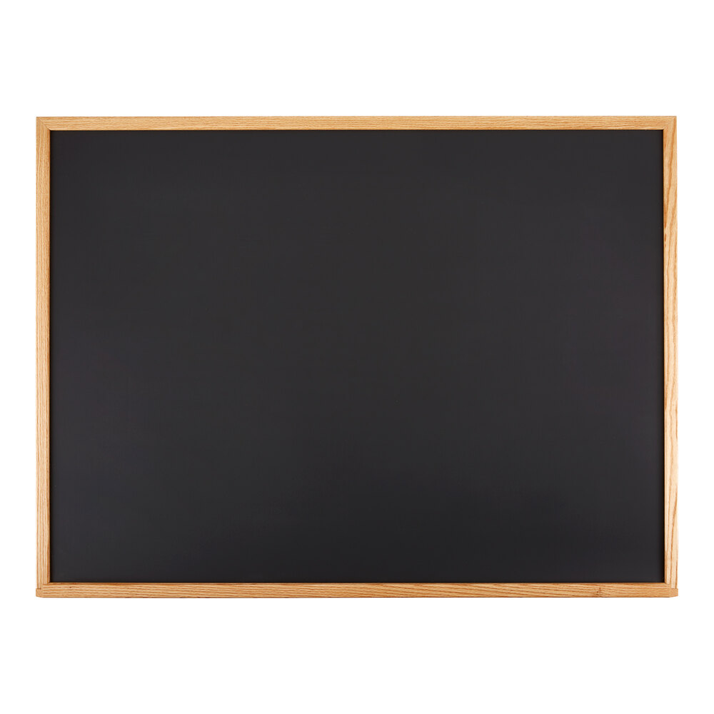 Aarco OC3648B 36" x 48" Black Solid Oak Wood Frame Slate Composition Chalkboard