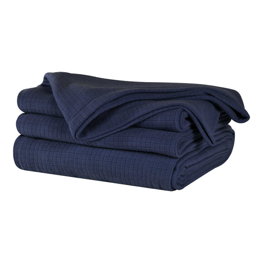 Berkshire Hospitality Polartec Softec 60" x 90" Twin Size Midnight Blue 100% Polyester Fleece Blanket - 4/Case
