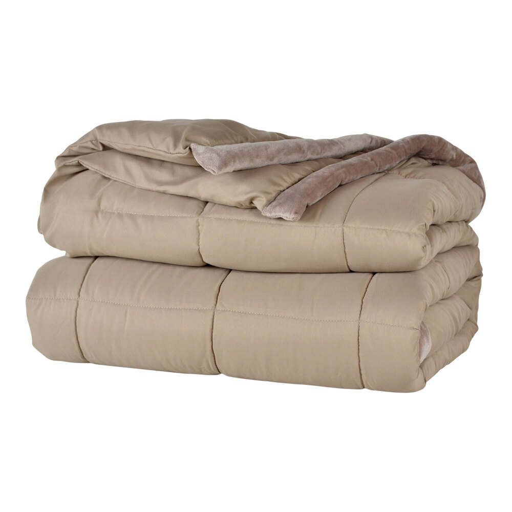 Berkshire Hospitality 108" x 90" King Size Mocha 100% Polyester Down Alternative Blanket - 4/Case