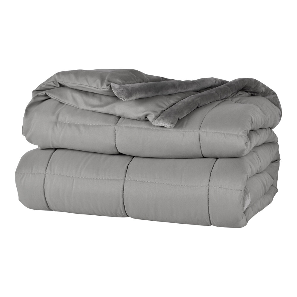 Berkshire Hospitality 108" x 90" King Size Smoke 100% Polyester Down Alternative Blanket - 4/Case