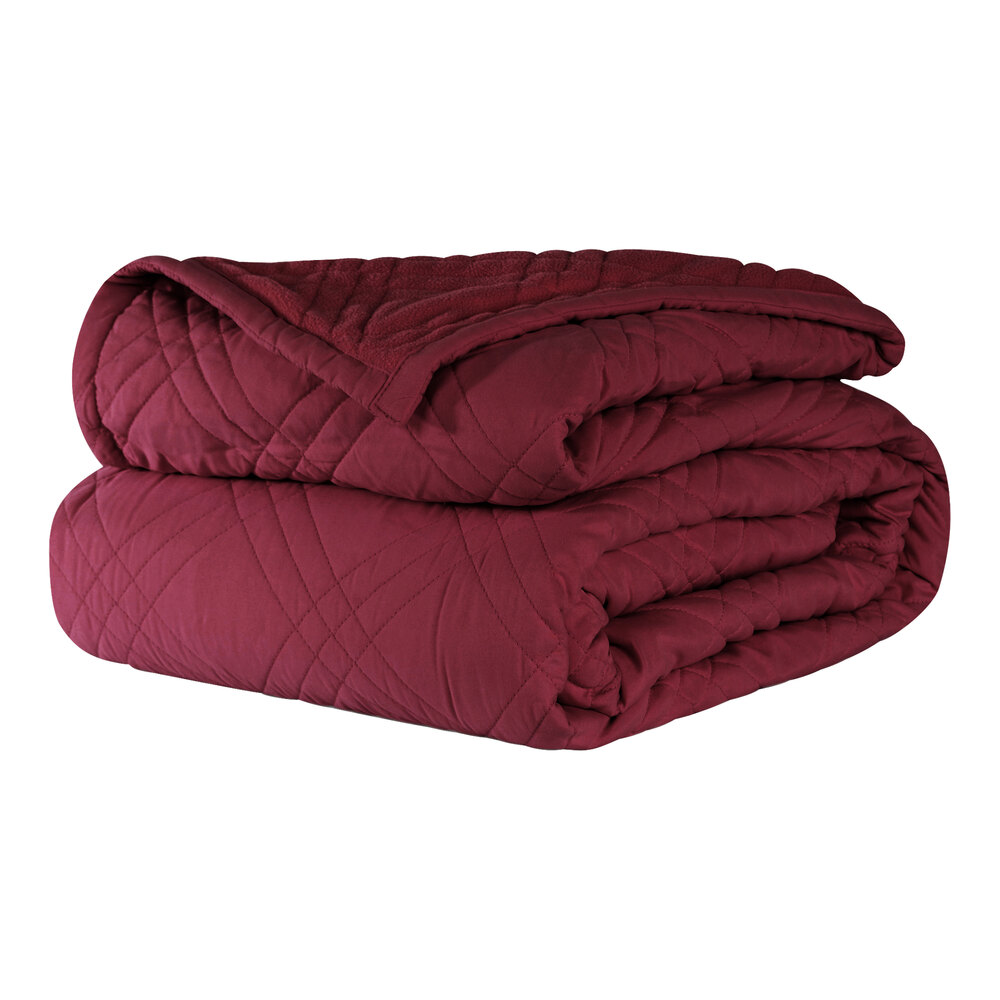 Berkshire Hospitality CozyCare Classic 65" x 95" Twin Size Burgundy 100% Polyester Fitted Coverlet - 4/Case