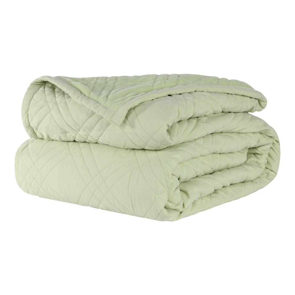 Berkshire Hospitality CozyCare Classic 76" x 110" Twin Size Spa Green 100% Polyester Bedspread - 4/Case