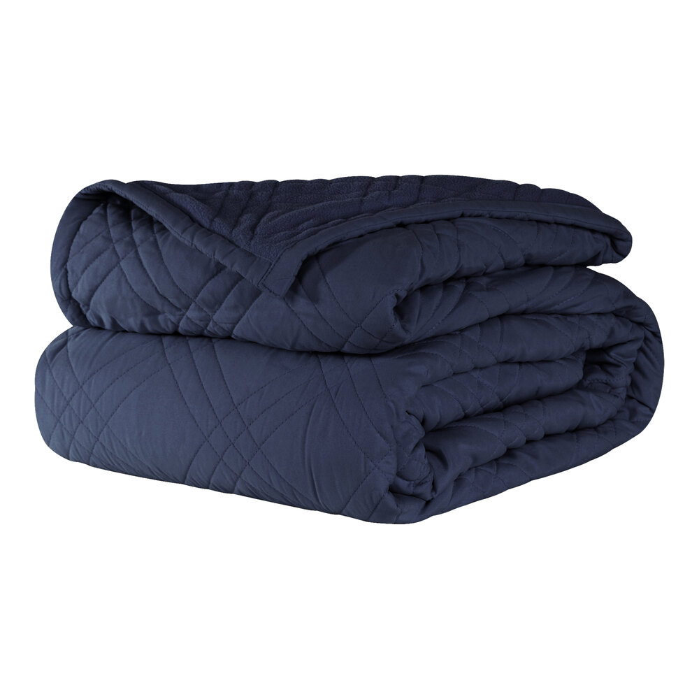 Berkshire Hospitality CozyCare Classic 65" x 95" Twin Size Navy 100% Polyester Fitted Coverlet - 4/Case