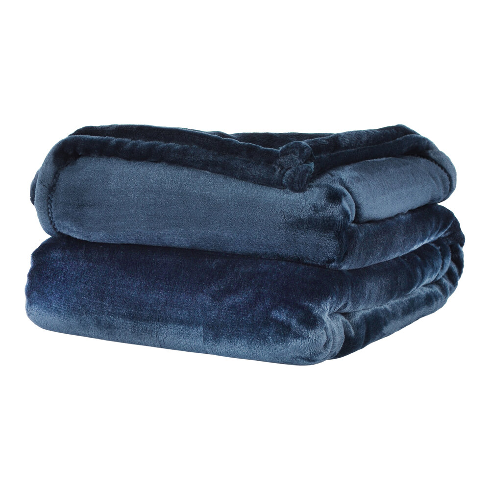 Berkshire Hospitality VelvetLoft 70" x 50" Navy 100% Polyester Throw Blanket - 6/Case