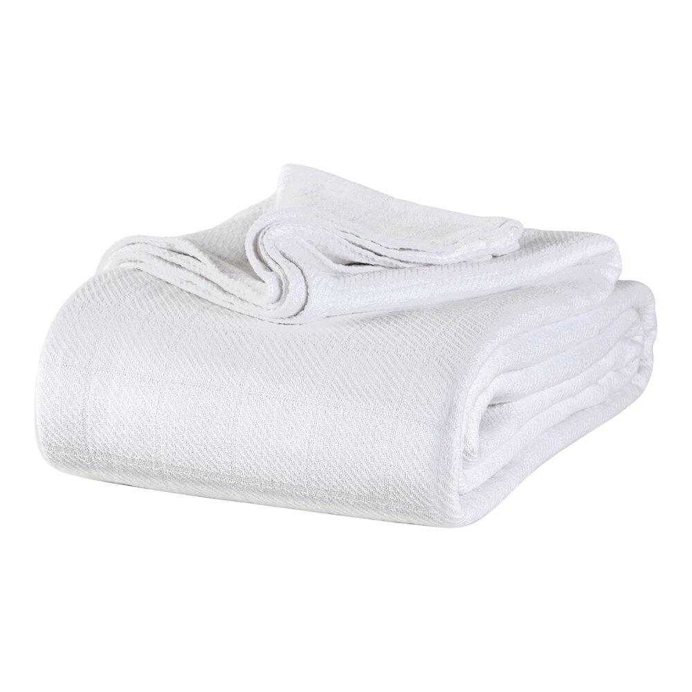 Berkshire Hospitality AllSoft 90" x 90" Full / Queen Size White 100% Cotton Blanket - 6/Case