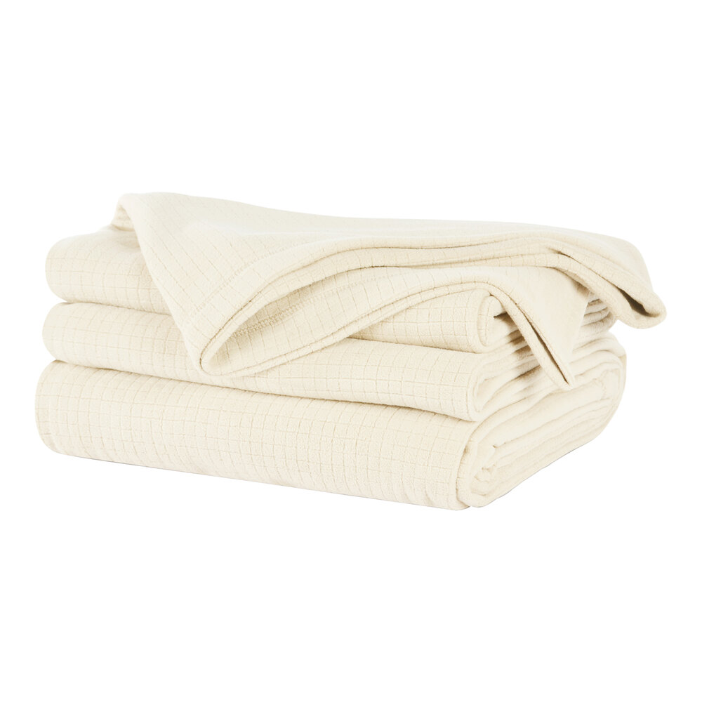Berkshire Hospitality Polartec Softec 108" x 90" King Size Cream 100% Polyester Fleece Blanket - 4/Case