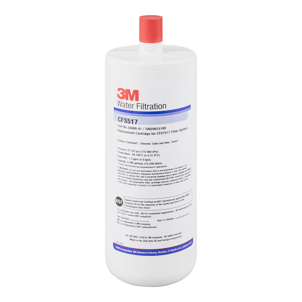 3M Water Filtration Products 5560009 12 7/8" Replacement Sediment, Chlorine Taste and Odor Reduction Cartridge with Scale Inhibition - 5 Micron and 1.3 GPM