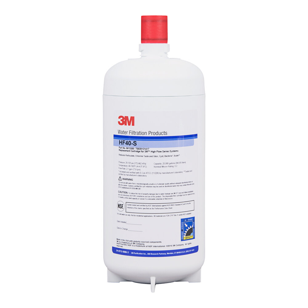 3M Water Filtration Products HF40-S Replacement Cartridge for ICE140-S Water Filtration System - 0.2 Micron and 2.1 GPM