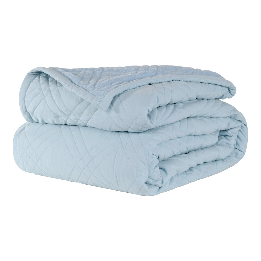 Berkshire Hospitality CozyCare Classic 76" x 110" Twin Size Minot Blue 100% Polyester Bedspread - 4/Case