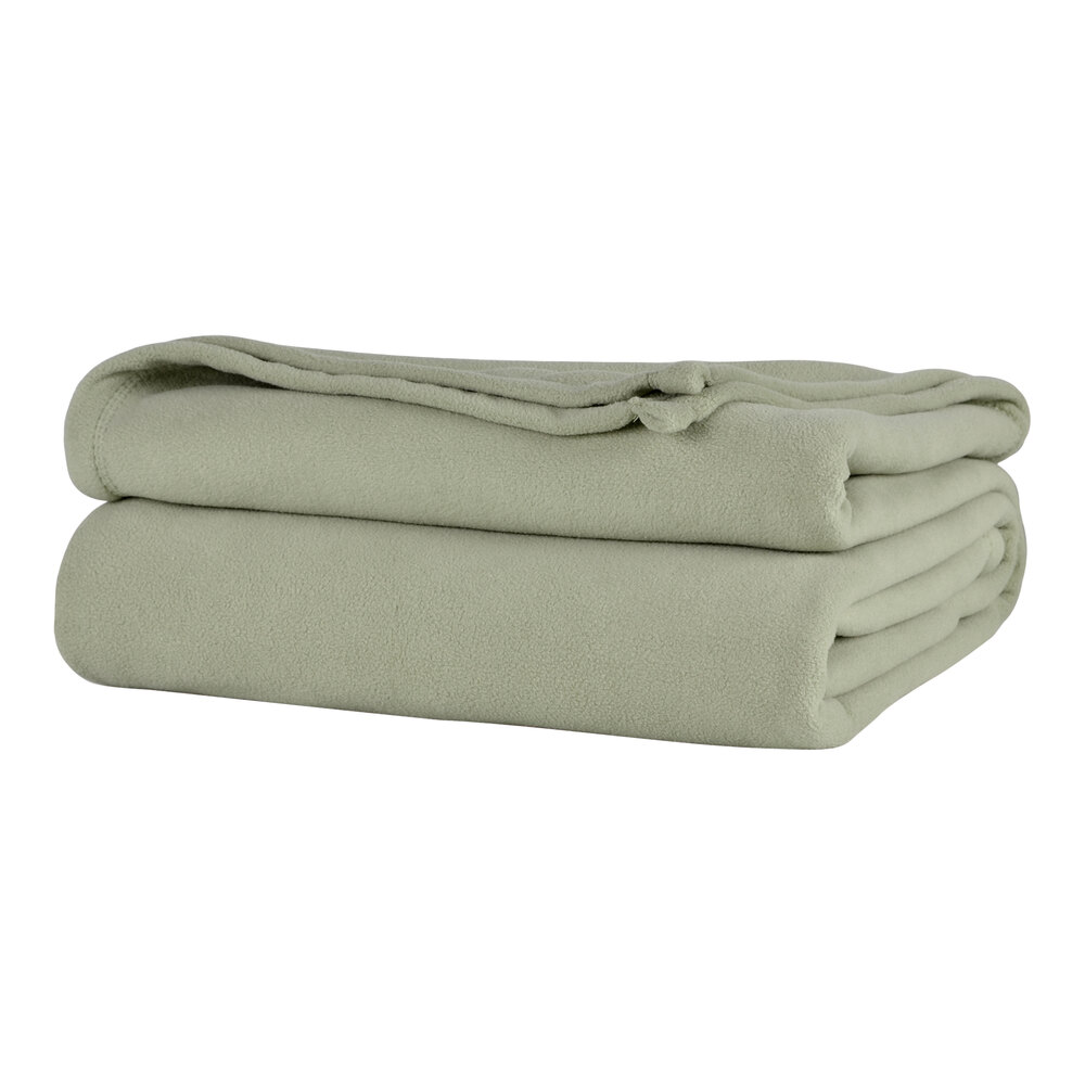 Berkshire Hospitality Microloft 66" x 90" Twin Size Sage 100% Polyester Microfleece Blanket - 12/Case