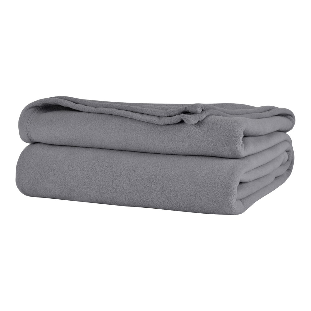 Berkshire Hospitality Microloft 66" x 90" Twin Size Smoke 100% Polyester Microfleece Blanket - 12/Case