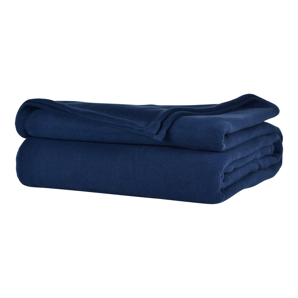 Berkshire Hospitality Microloft 108" x 90" King Size Navy 100% Polyester Microfleece Blanket - 8/Case