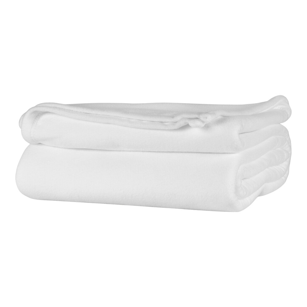 Berkshire Hospitality Microloft 66" x 90" Twin Size White 100% Polyester Microfleece Blanket - 12/Case