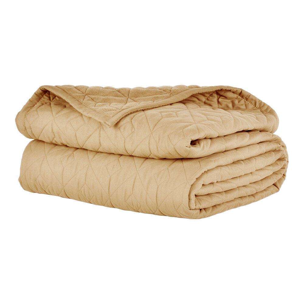 Berkshire Hospitality CozyCare Designs 76" x 110" Twin Size Antique Gold 100% Polyester Bedspread - 4/Case