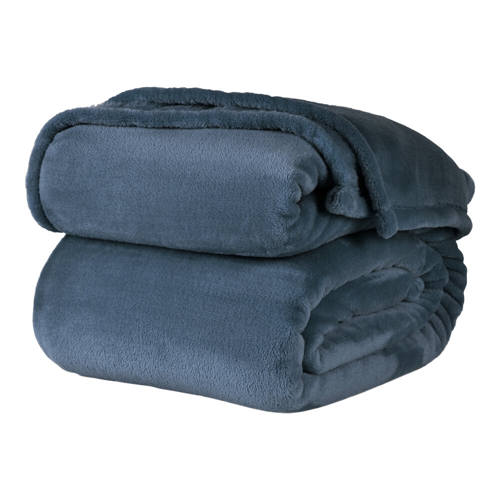 Berkshire Hospitality VelvetLoft 66" x 90" Twin Size Cadet Blue 100% Polyester Blanket - 6/Case