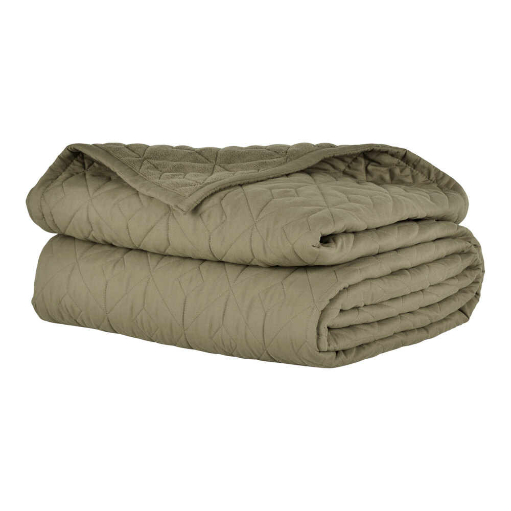 Berkshire Hospitality CozyCare Designs 65" x 95" Twin Size Moss 100% Polyester Fitted Coverlet - 4/Case