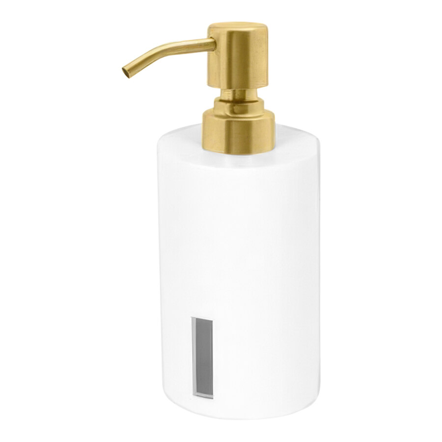 room360 Miami RSP038WHR12 10 oz. Shell Soap Dispenser with Matte Brass Pump Top - 6/Case