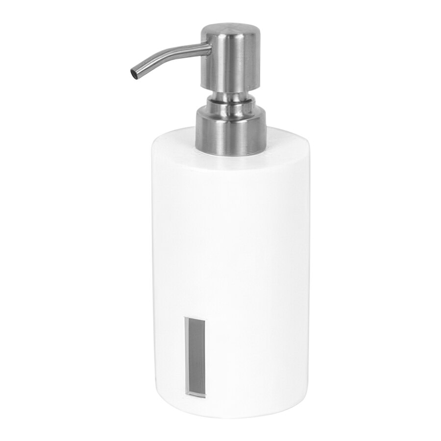 room360 Miami RSP039WHR12 10 oz. Shell Soap Dispenser with Brushed Stainless Pump Top - 6/Case