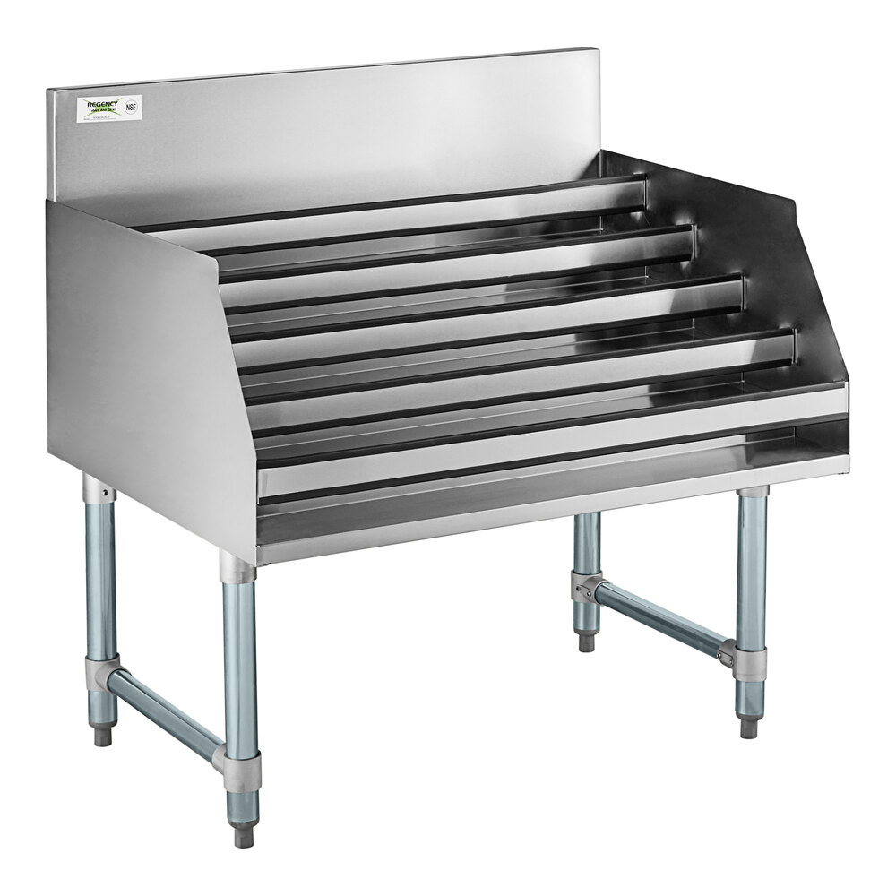 Regency 36" Five-Tiered Stainless Steel Liquor Display Rack - 26" Deep