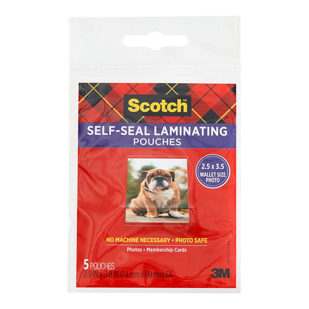 3M Scotch™ 2 7/8" x 3 13/16" Self-Seal Laminating Pouch - 5/Pack