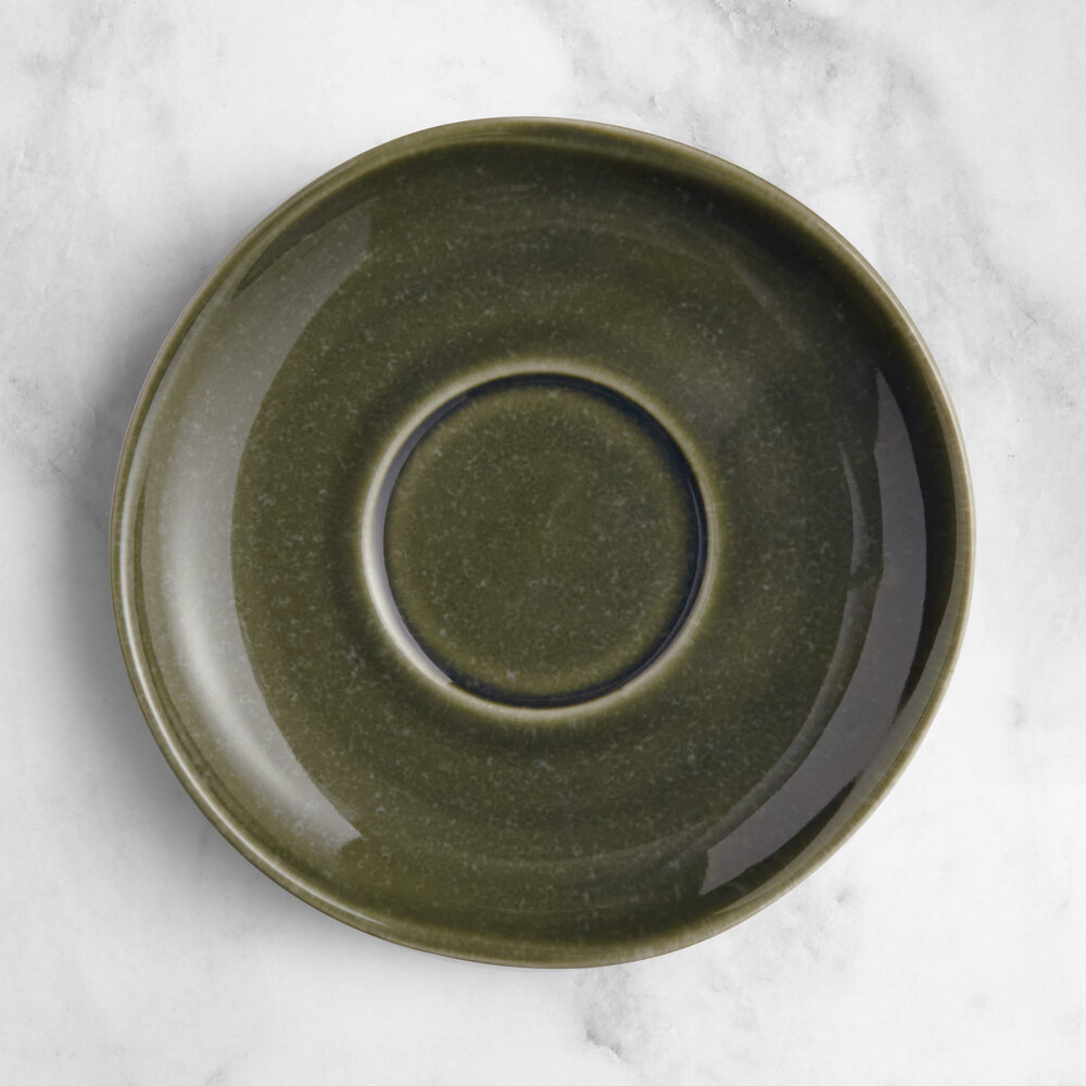 Acopa Highlands 5 1/2" Round Juniper Green China Saucer - Sample