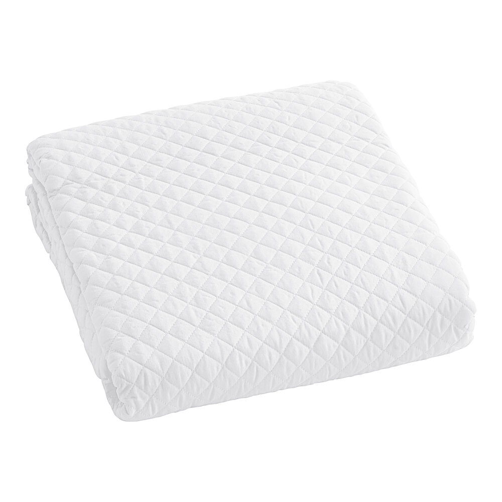 Berkshire Hospitality Radiance 66" x 94" Twin Size True White 100% Polyester Diamond Quilt Coverlet - 4/Case