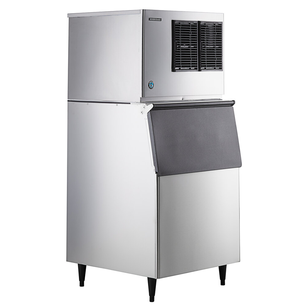 Hoshizaki Low Profile 30" Air Cooled Crescent Cube Ice Machine with Stainless Steel Finish Ice Storage Bin - 500 lb. Per Day, 500 lb. Storage