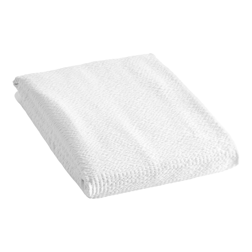 Berkshire Hospitality 112" x 111" King Size White 100% Polyester Classic Seersucker Top Sheet - 6/Case