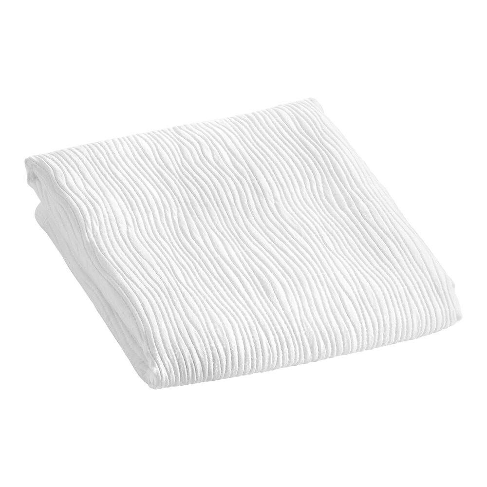 Berkshire Hospitality 98" x 103" Full / Queen Size White 100% Polyester Ripple Weave Puff Jacquard Top Sheet - 6/Case