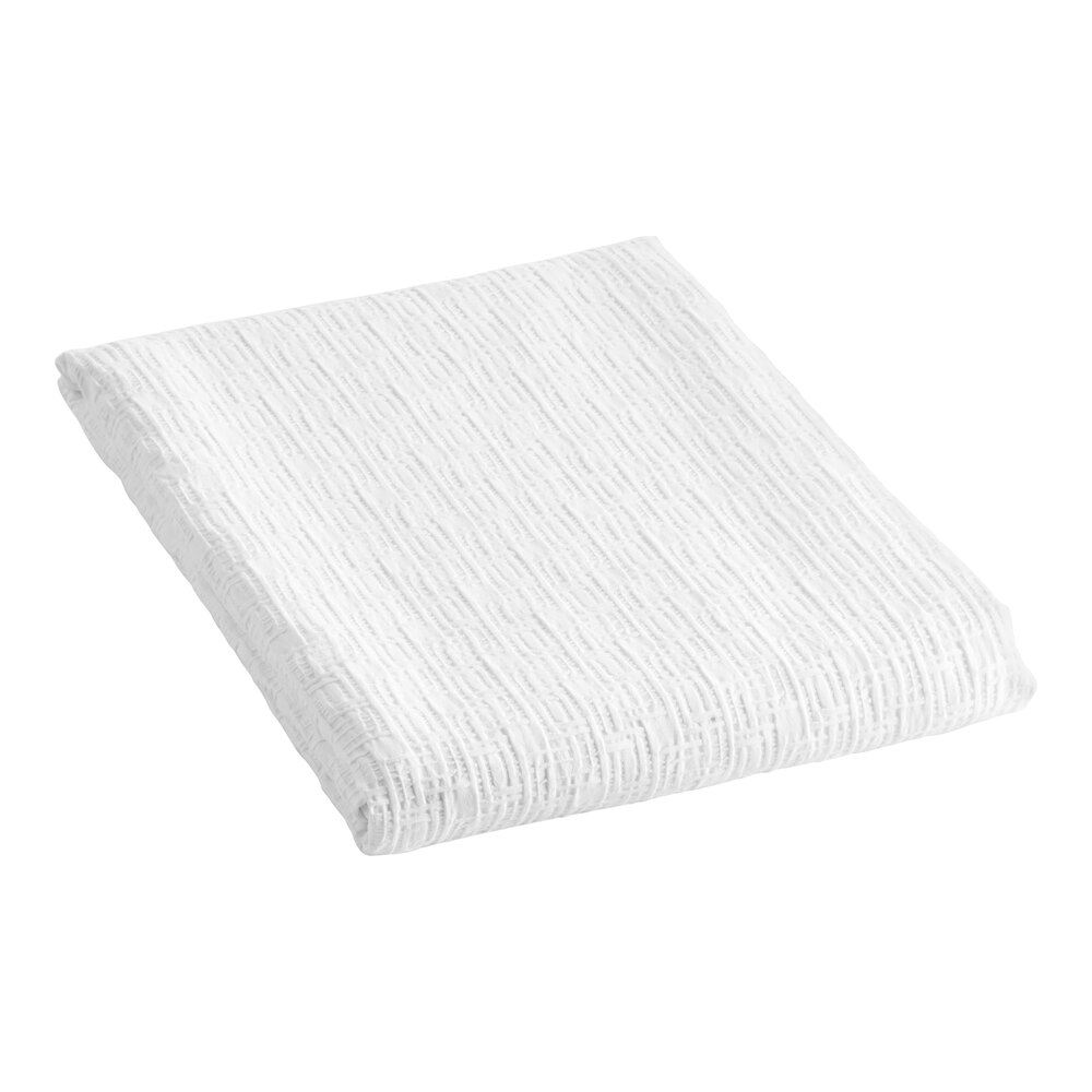 Berkshire Hospitality 114" x 103" King Size White 100% Polyester Rattan Pucker Jacquard Top Sheet - 6/Case