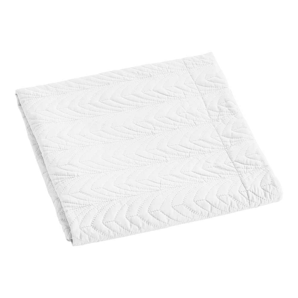 Berkshire Hospitality Flourish 24" x 41" King Size White 100% Polyester Botanical Leaf Quilt Pillow Sham - 12/Case