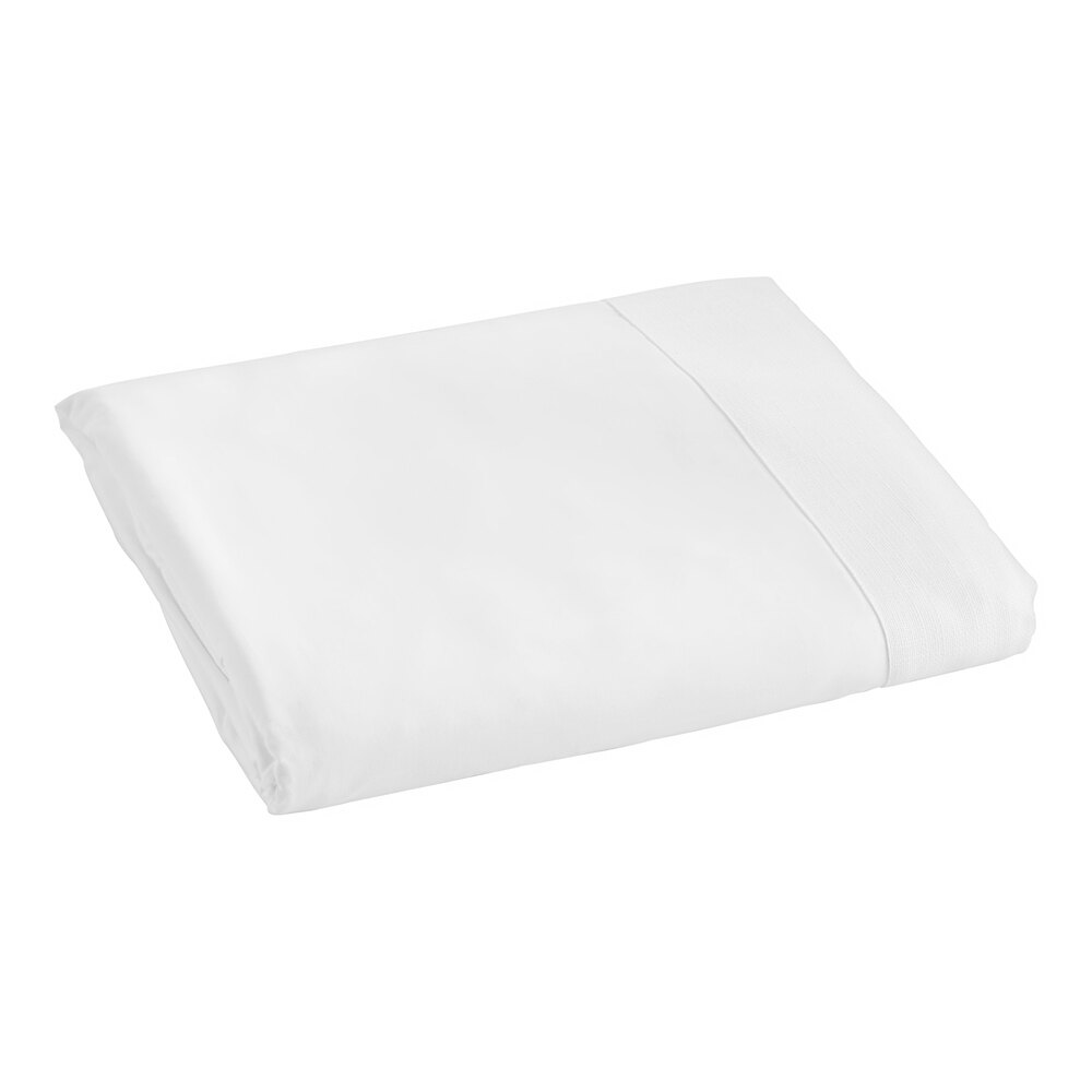 Berkshire Hospitality Westbrook 53" x 79" x 14" Full XL Size White Woven Faux Linen Box Spring Cover - 12/Case