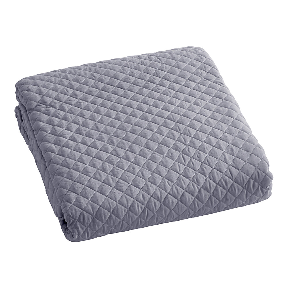 Berkshire Hospitality Radiance 65" x 95" Twin Size Gray 100% Polyester Diamond Quilt Fitted Coverlet - 4/Case