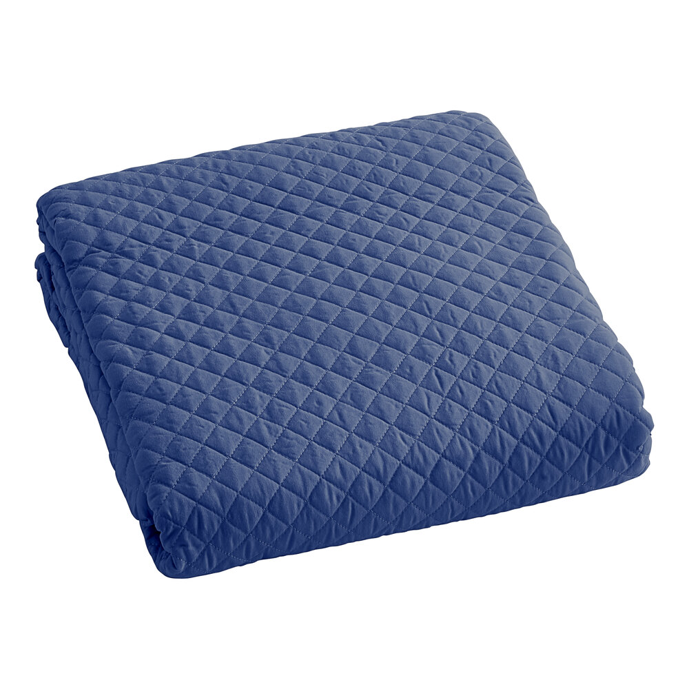 Berkshire Hospitality Radiance 65" x 95" Twin Size Persian Blue 100% Polyester Diamond Quilt Fitted Coverlet - 4/Case