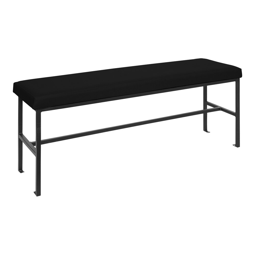 BFM Seating Meghan Black Powder-Coated Steel Bench with Black Vinyl Seat