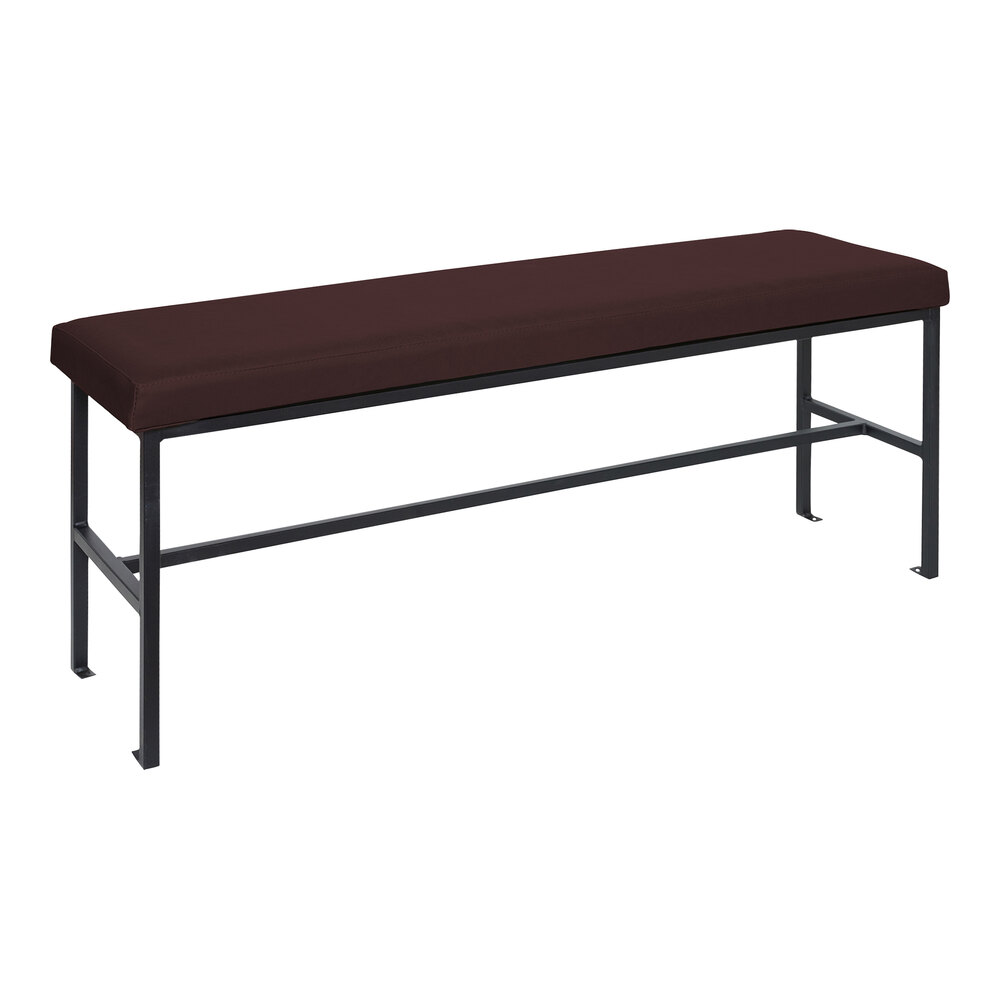 BFM Seating Meghan Black Powder-Coated Steel Bench with Brown Vinyl Seat