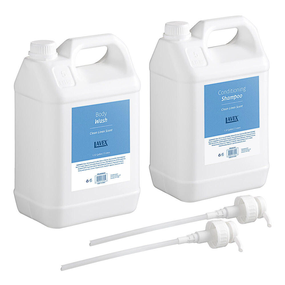 Lavex 1.32 Gallon Hotel and Motel Conditioning Shampoo and Body Wash Kit