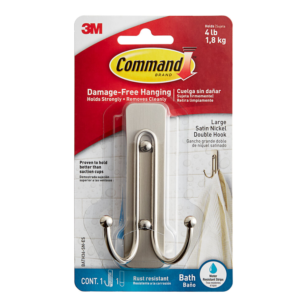 3M Command™ 7100085990 4 lb. Large Satin Nickel Double Bath Hook